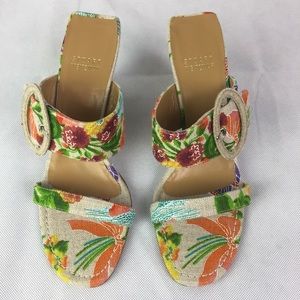 Stuart Weitzman Floral Wedge Sandals NWOB